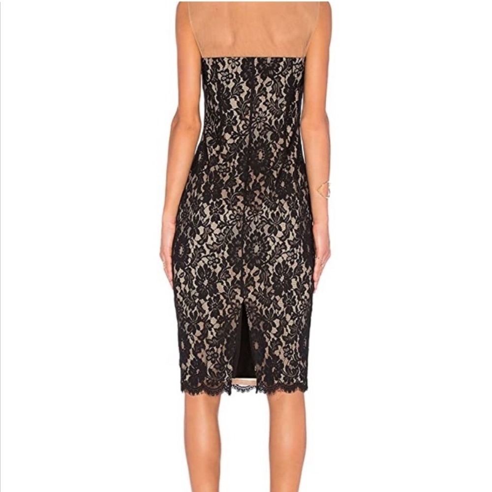 Bailey 44 Lace Midi Dress Womens 0 Black Nude Sweetheart Illusion Mesh - Picture 3 of 14